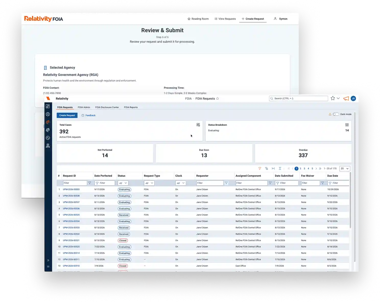 Relativity FOIA - Capture & track every request from the start screenshot