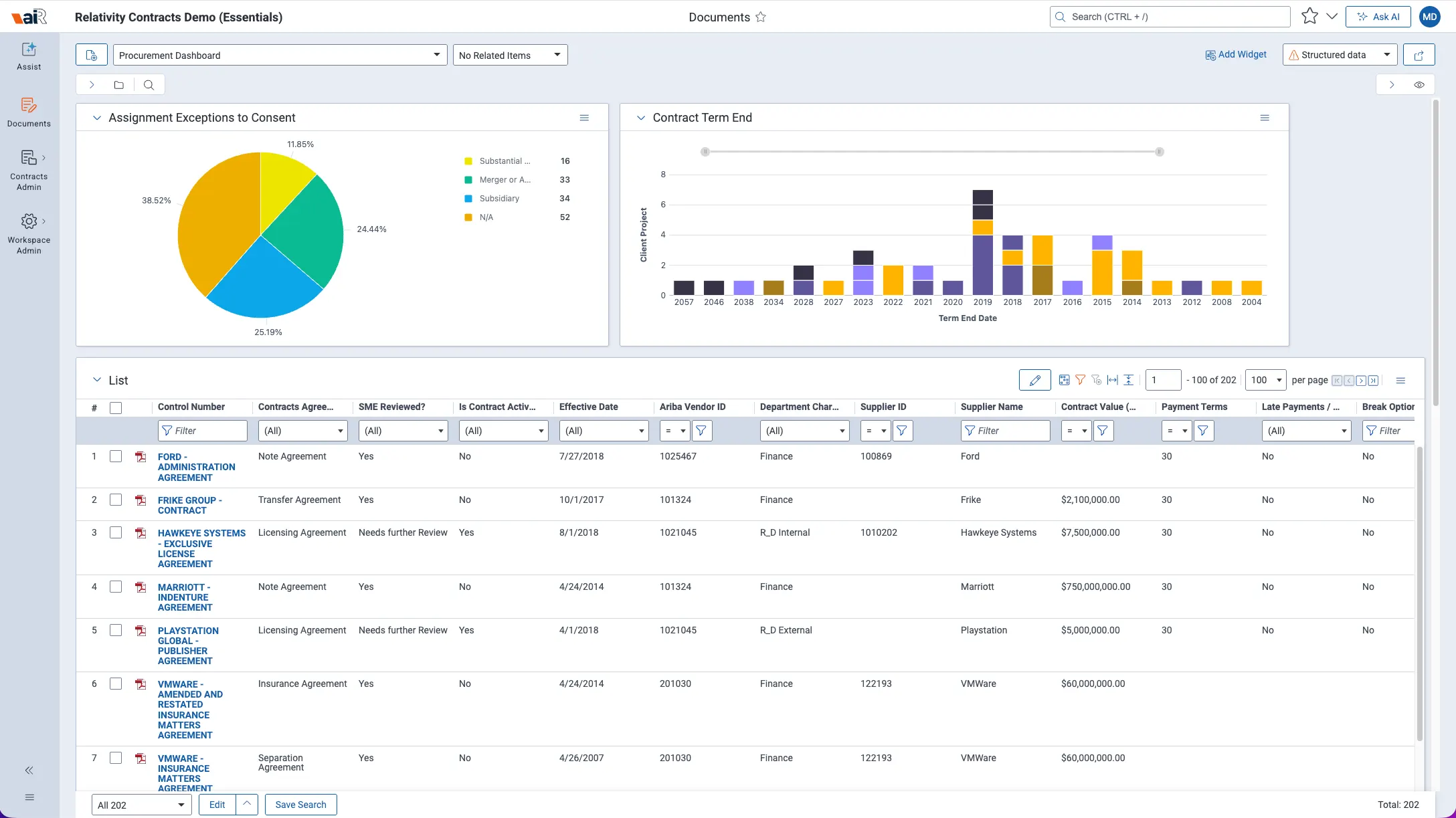 Relativity Contracts software screenshot